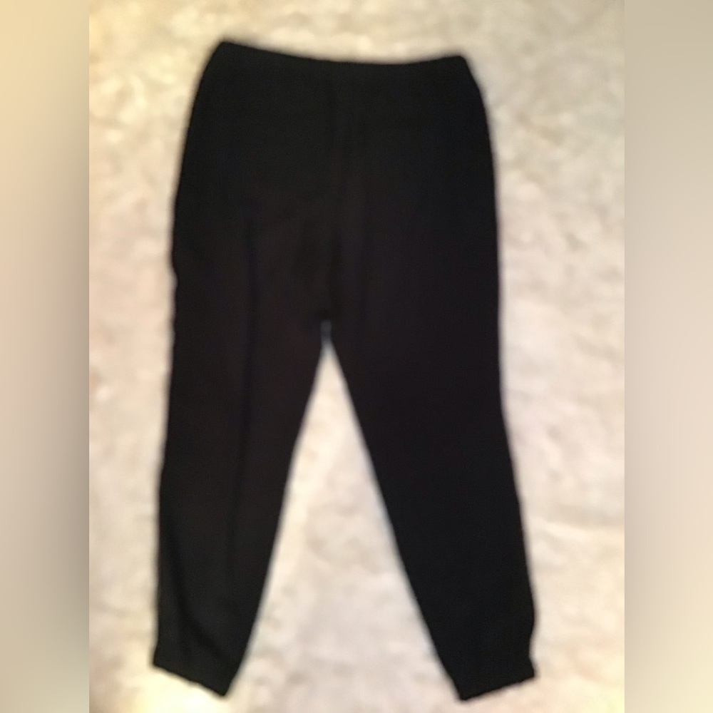 Trouve black dressy joggers pants zipper side stripes flats front side pockets